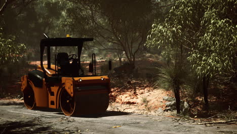 tractor de rodillos en el bosque
