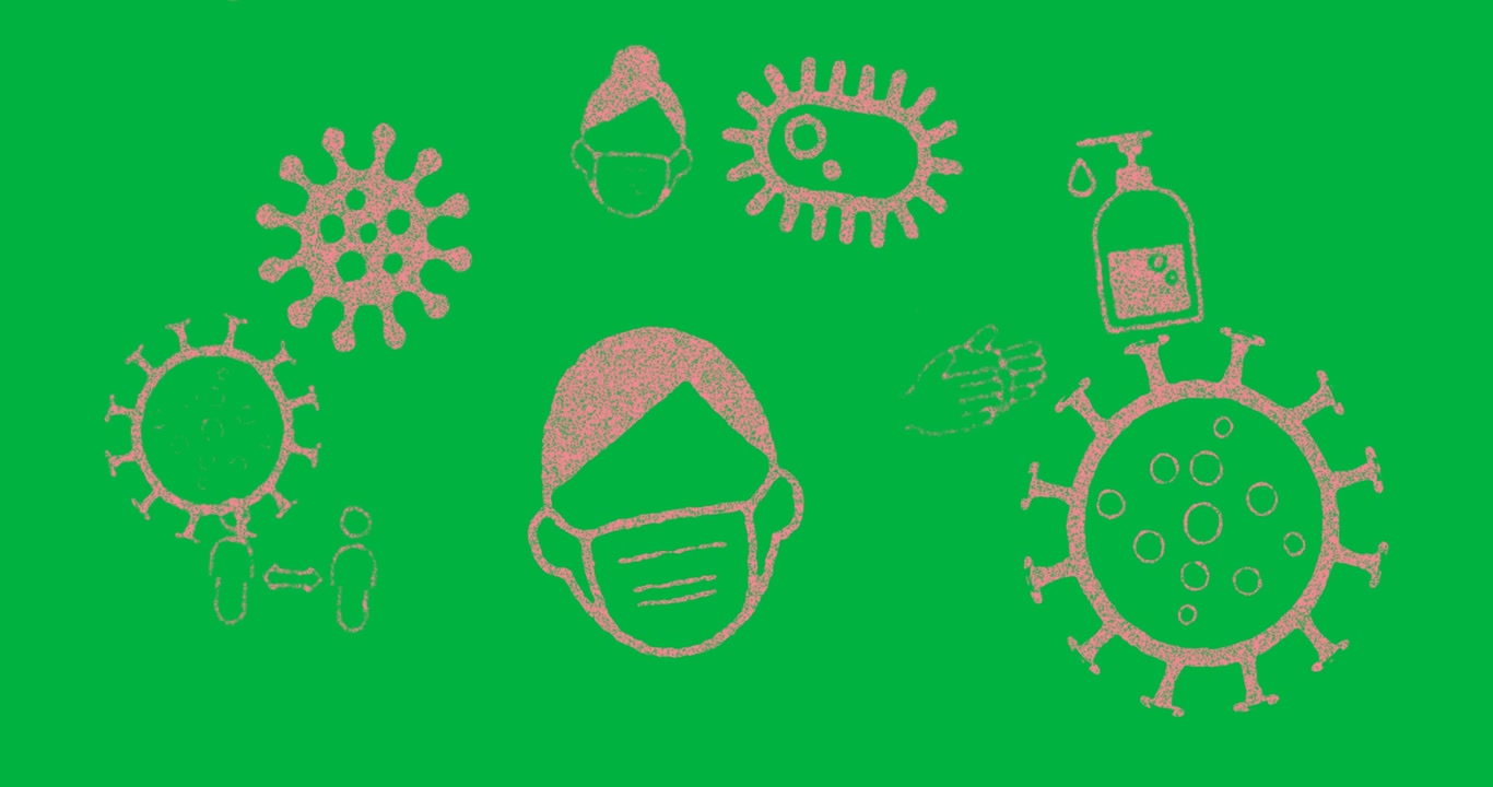 Iconos de células de coronavirus, propagación, mascarilla y pulmones