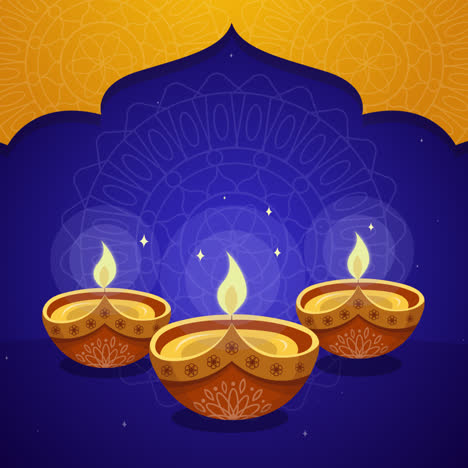 diwali diyas with decorative mandala background