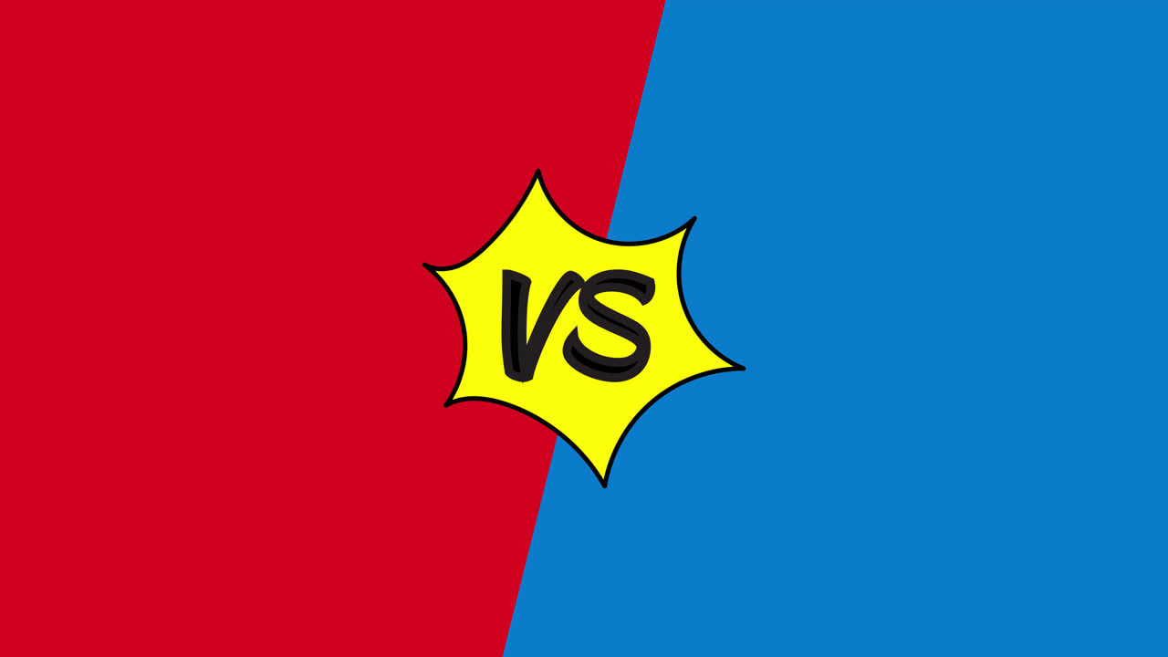 Grafica animata Versus VS con sfondo rosso e blu