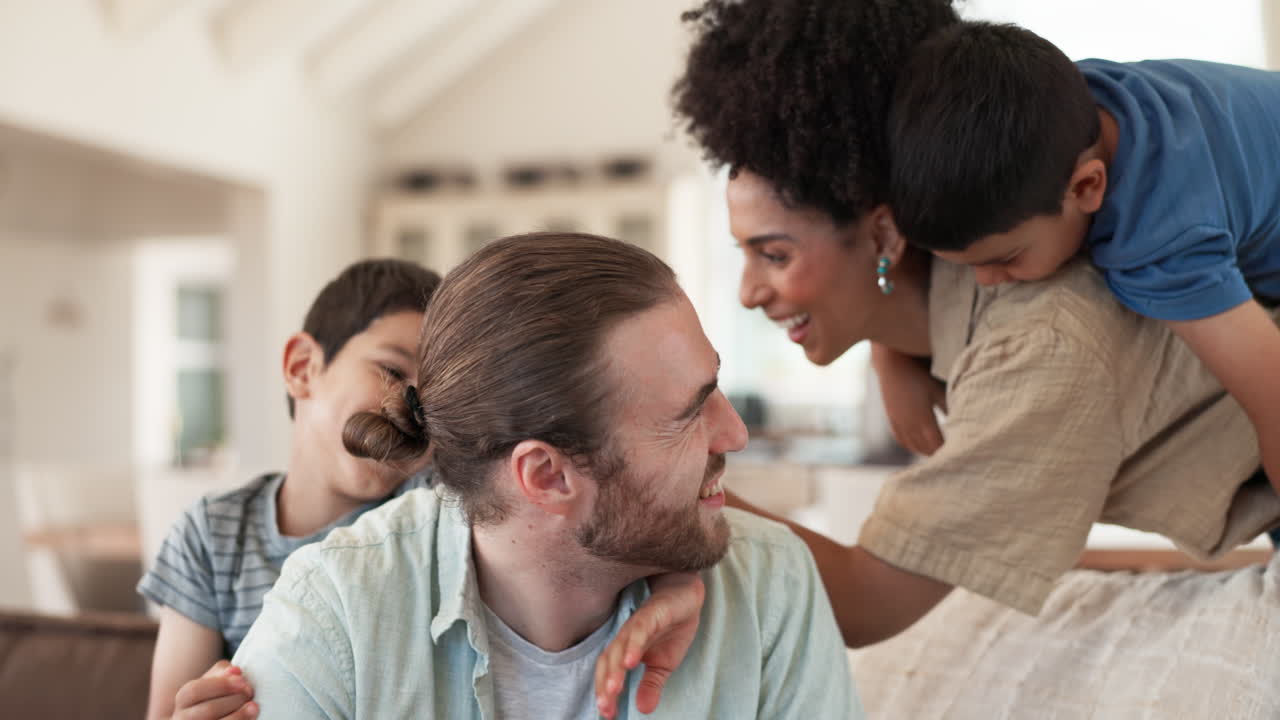 Family, love and parents in the living room