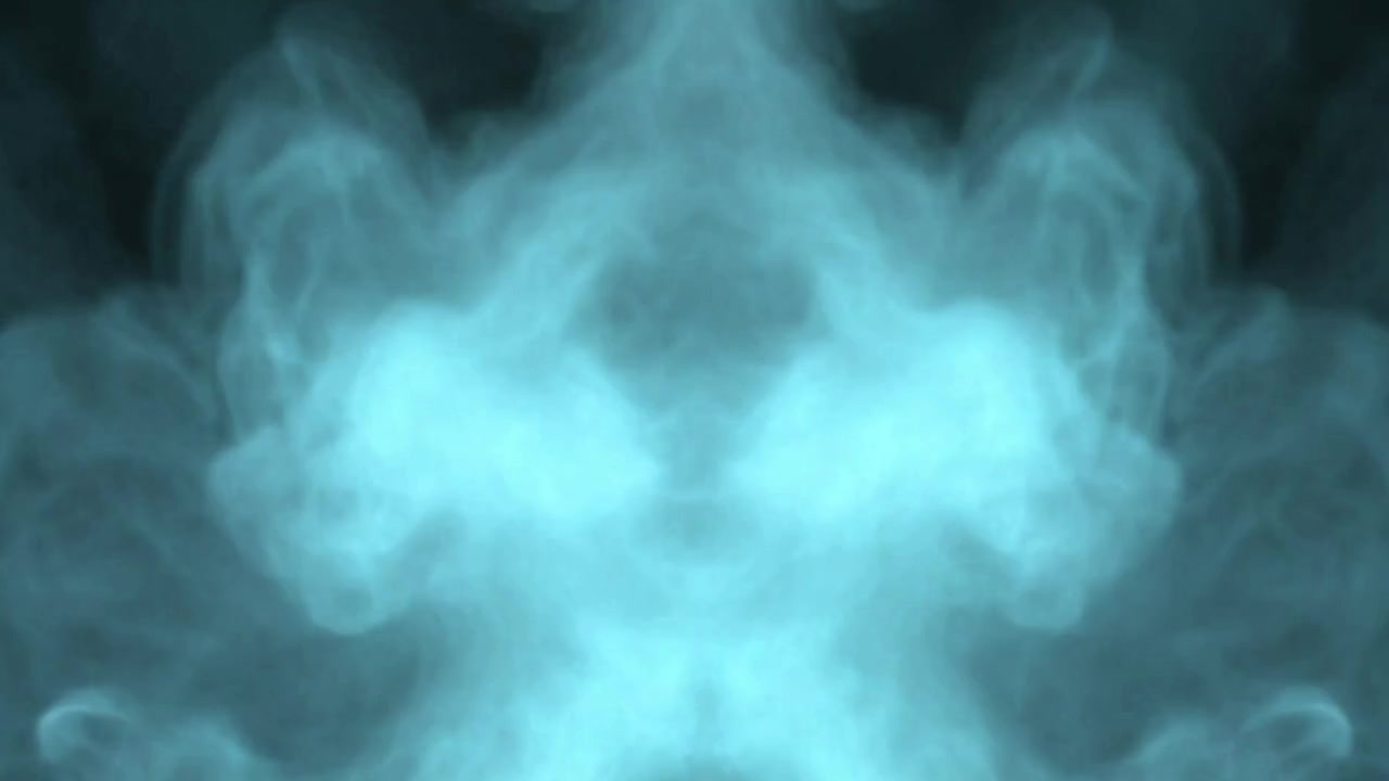 Symmetrical Blue Smoke Rising Against a Black Background