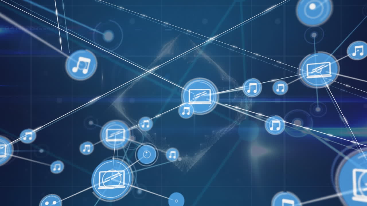 A digital network of connections and data processing