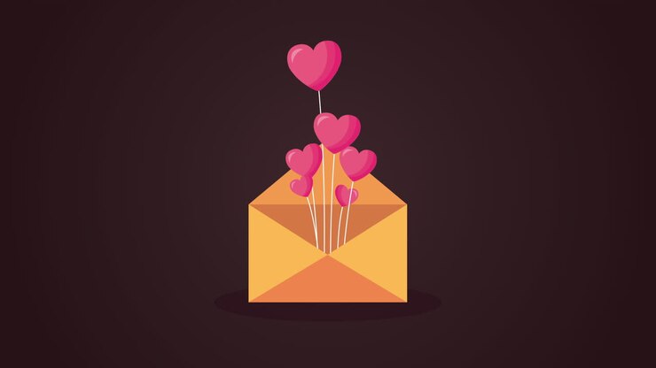 carta animata di san valentino con busta e cuori