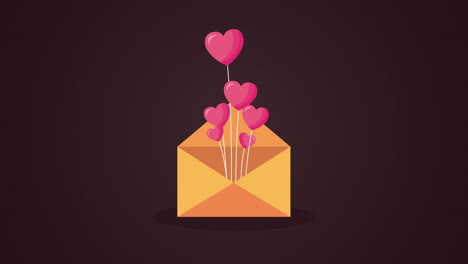 valentines day animated card with envelope and hearts