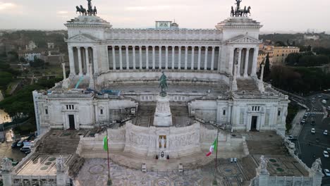 aerial pullback reveals vittoriano, altar of the fatherland