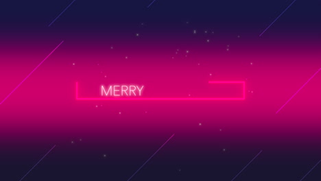 Merry-Christmas-text-with-neon-lines-and-glitters-on-red-gradient