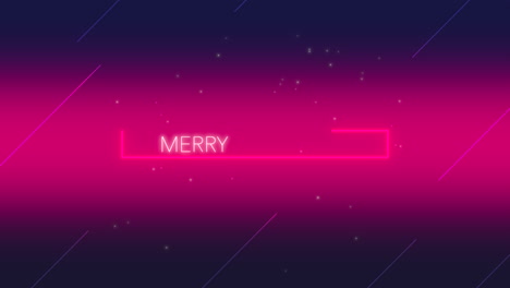 texto de navidad feliz con líneas de neón y brillos en gradiente rojo
