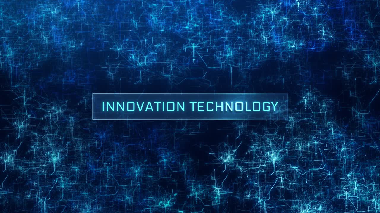 Innovation Technology concept over glitch neural network background. Concept of Innovation Technology over abstract computer networks