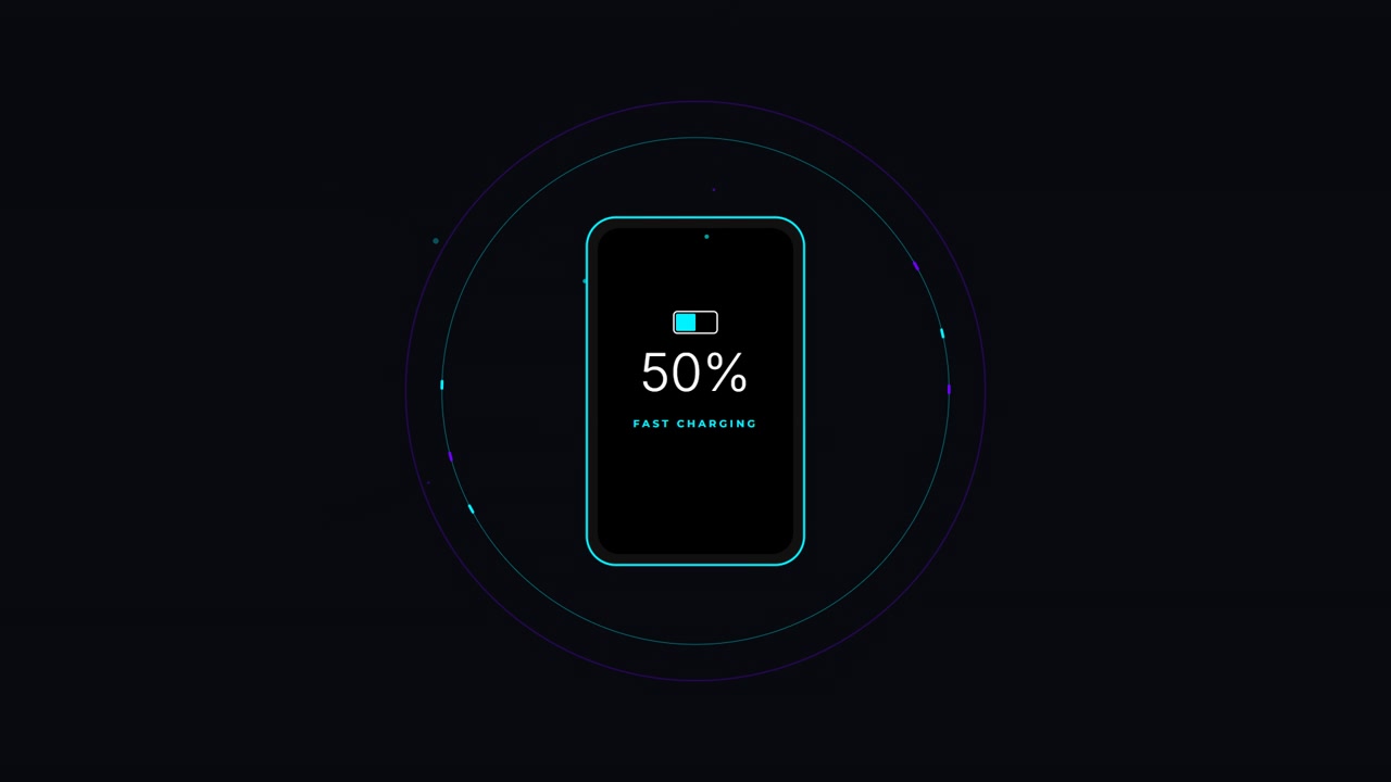 Animazione indicatore percentuale ricarica rapida batteria smartphone