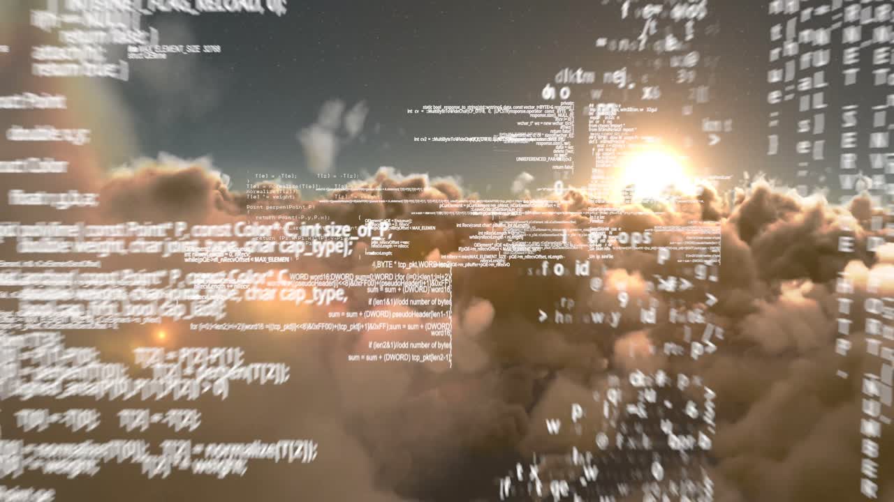 código binario contra nubes blancas 4k