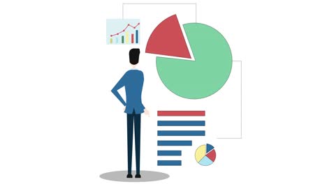 male accountant touches chart of business finance