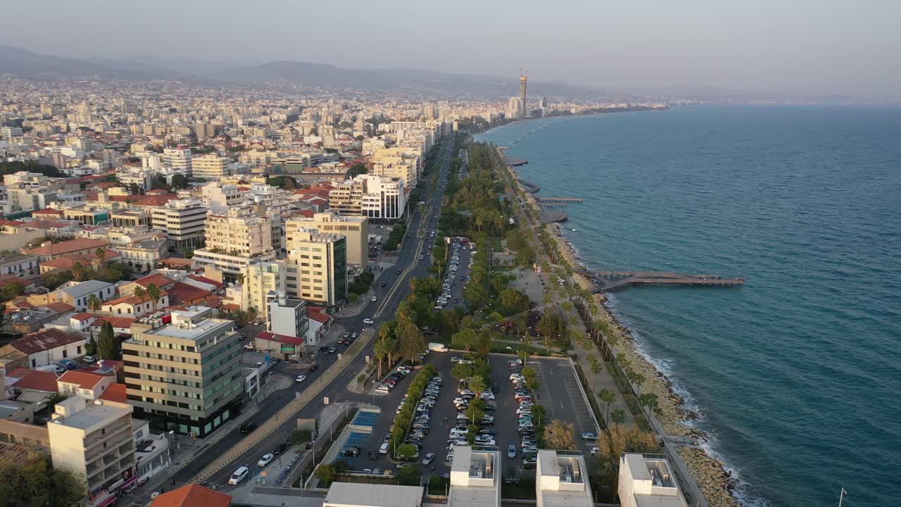 Drone shot flying over the coastline in Greece.