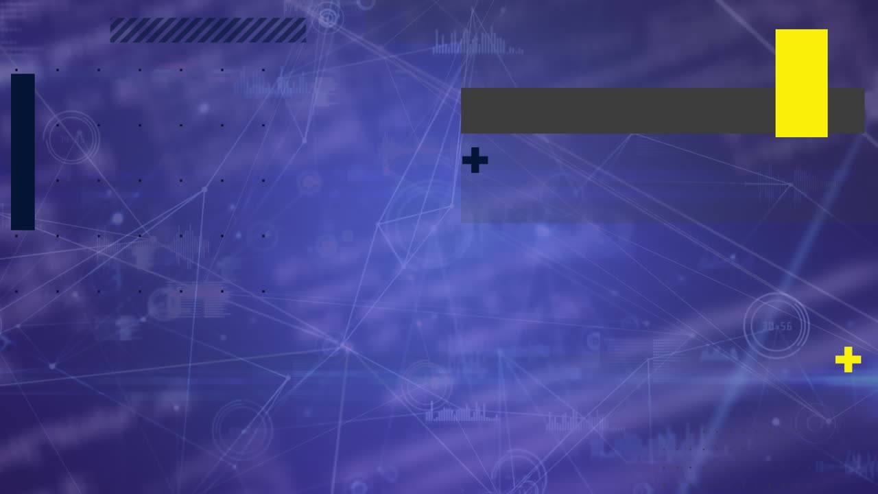 animación de formas abstractas a través de una red de conexiones y procesamiento de datos contra un fondo azul.