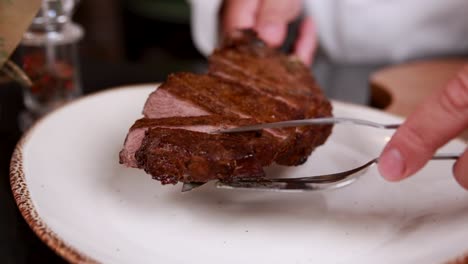 chef preparing a gourmet steak