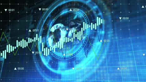 animación del procesamiento de datos financieros a través de escaneo de alcance con símbolo 5g en fondo negro