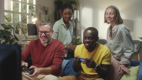 friends enjoying a video game session together
