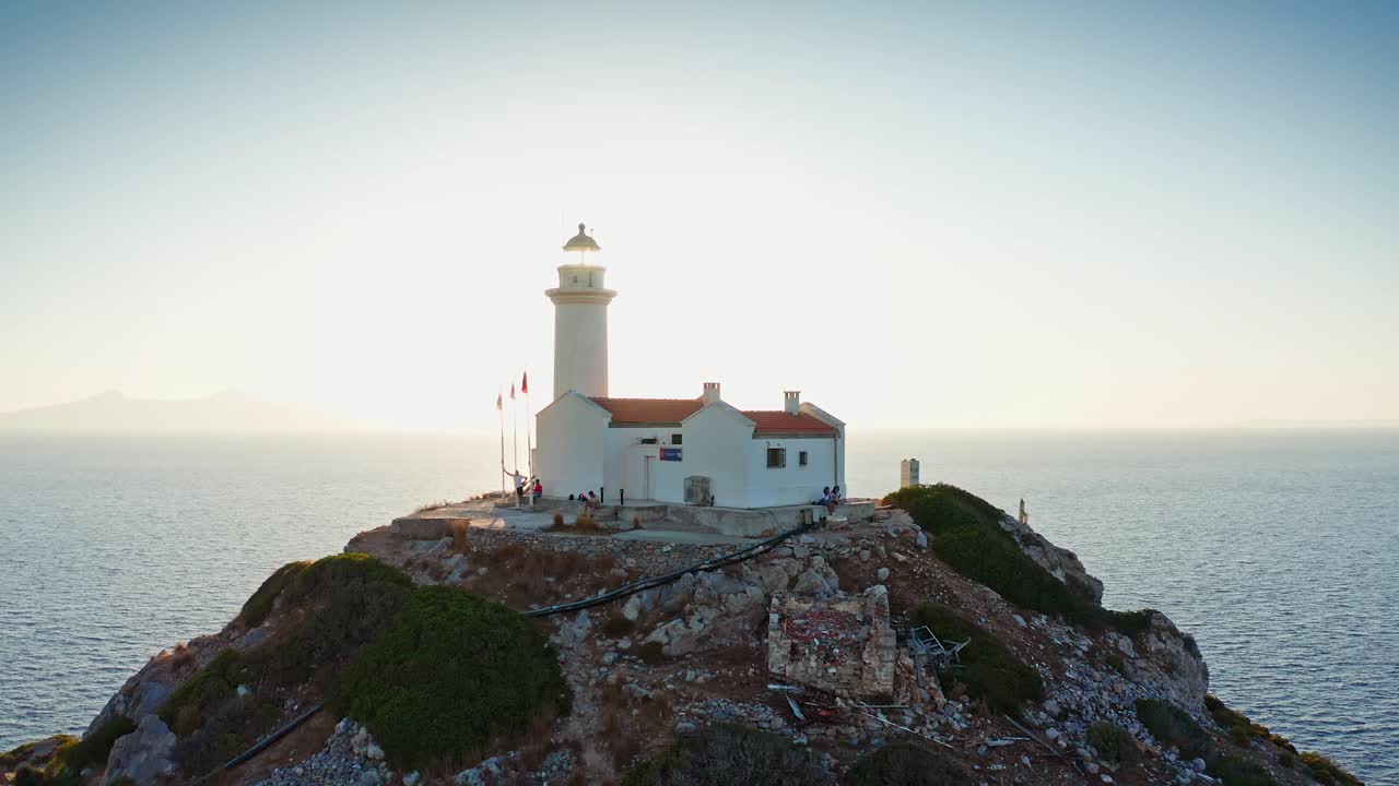 Aerial View Of Lighthouse At Sunset