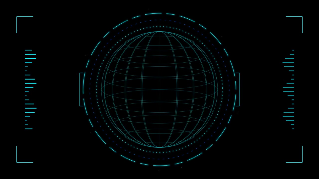 Digital HUD Globe Interface with Data Visualization