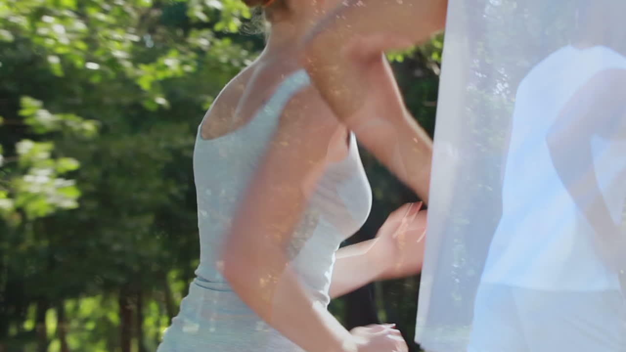 공원 에서 함께 조 하는 부부