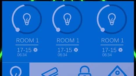 composition of screen with room information over blue background