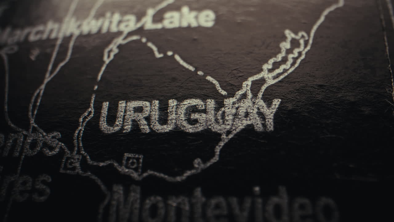 Close-up of a map showing Uruguay