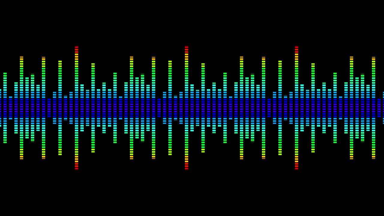 líneas de onda coloridas. onda de sonido de ecualizador. concepto de onda de pulso digital. bucle futurista en fondo negro. música animación de onda colorida.
