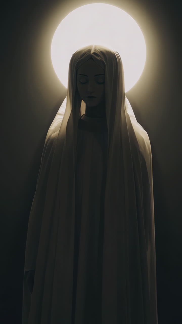 Illuminated Statue of Mary
