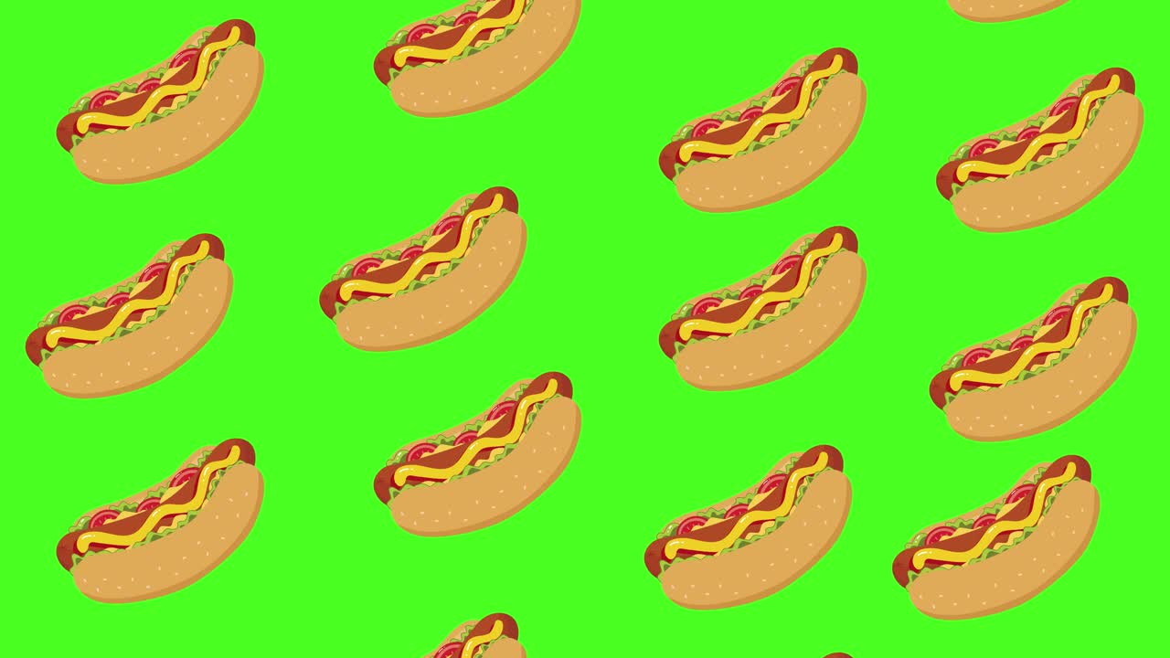 hot dog cayendo a través de la pantalla verde