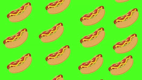 Hot-Dog-Cayendo-A-Través-De-La-Pantalla-Verde