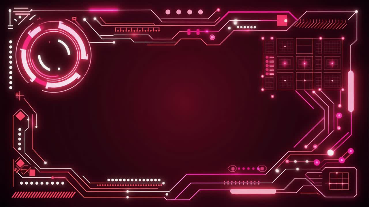 Futuristic Digital Interface Frame with Glowing Red Lines