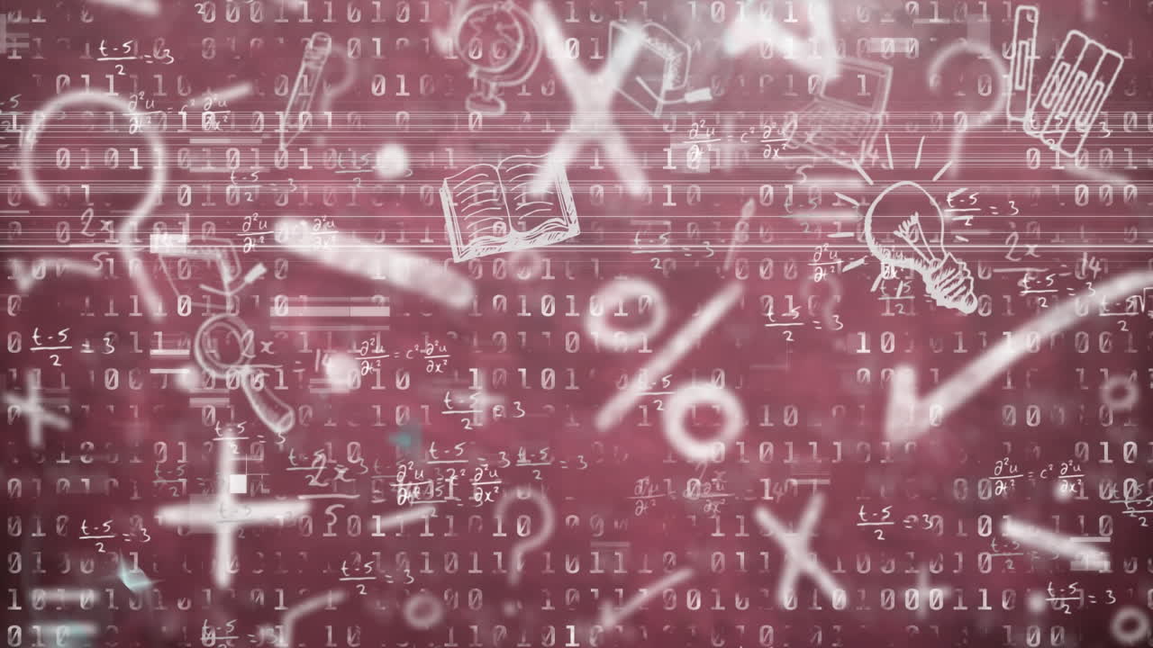 문자 위의 디지털 데이터 처리의 애니메이션.