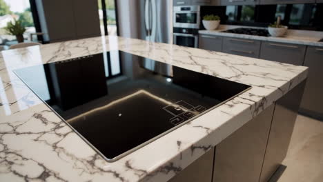 modern luxury kitchen island with induction cooktop