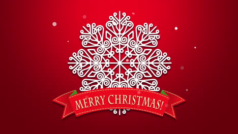 Merry-Christmas-text-with-white-snowflakes-on-red-background