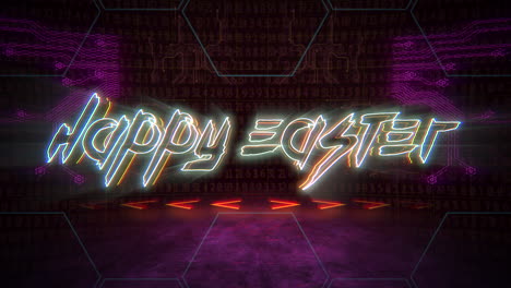 Happy-Easter-with-computer-numbers-and-neon-grid