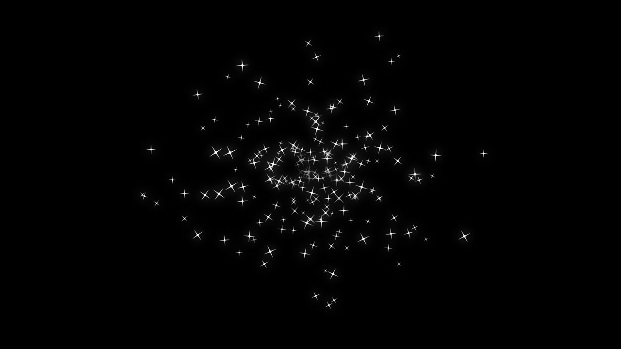 Magical White Sparkles Appearing and Disappearing on Black Background