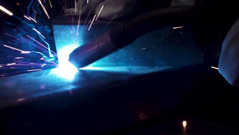 metal parts welding, close up shot