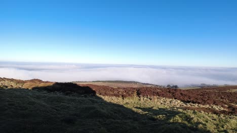 highlands viewpoint rotating clouds passing farmland moorland countryside timelapse on bright sunny day