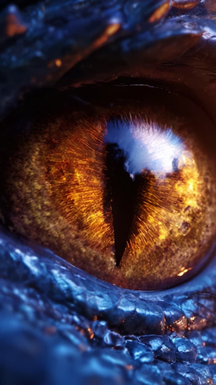 Extreme Close-Up of a Mythical Creature's Eye, Showcasing Intricate Details and Vivid Colors, Evoking a Sense of Mystery and Power in Its Gaze