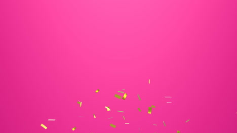 falling gold confetti animation over pink background