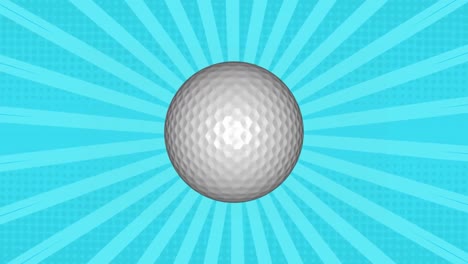 Animation-of-golf-ball-over-stripes-on-blue-background