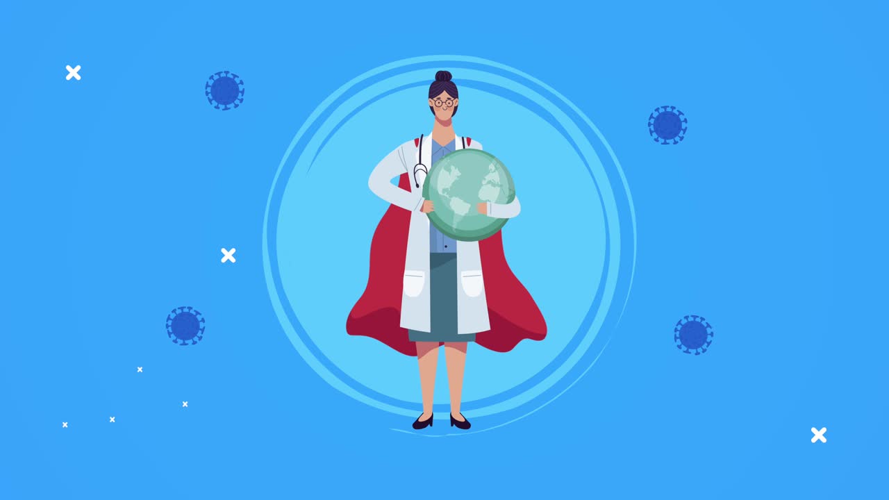 여성 영웅 의사는 지구 행성을 들어 올립니다.