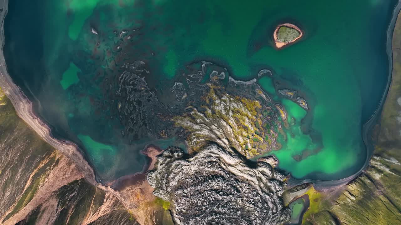 Aerial View of a Geothermal Lake