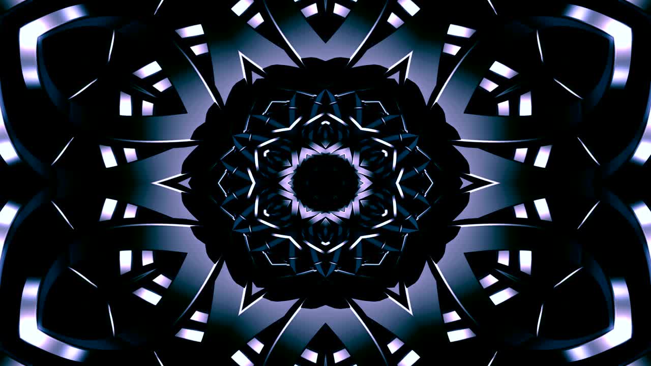 Abstract Metallic Industrial and Technology Concept Symmetric Pattern Ornamental Decorative Kaleidoscope Movement Geometric Circle and Star Shapes