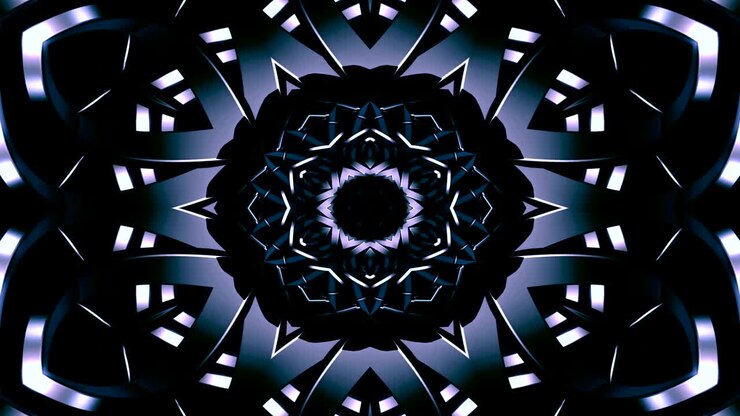 Abstract Metallic Industrial and Technology Concept Symmetric Pattern Ornamental Decorative Kaleidoscope Movement Geometric Circle and Star Shapes