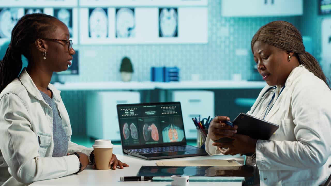 Professional medical consultation showcasing a female doctor and patient