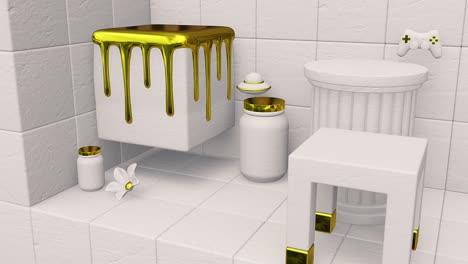 arte minimal 3d. objetos estilosos animados en el espacio de diseño geométrico. combinación de colores de moda, movimiento de bucle, video 4k.