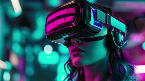 mujeres con auriculares vr generativos a.i.