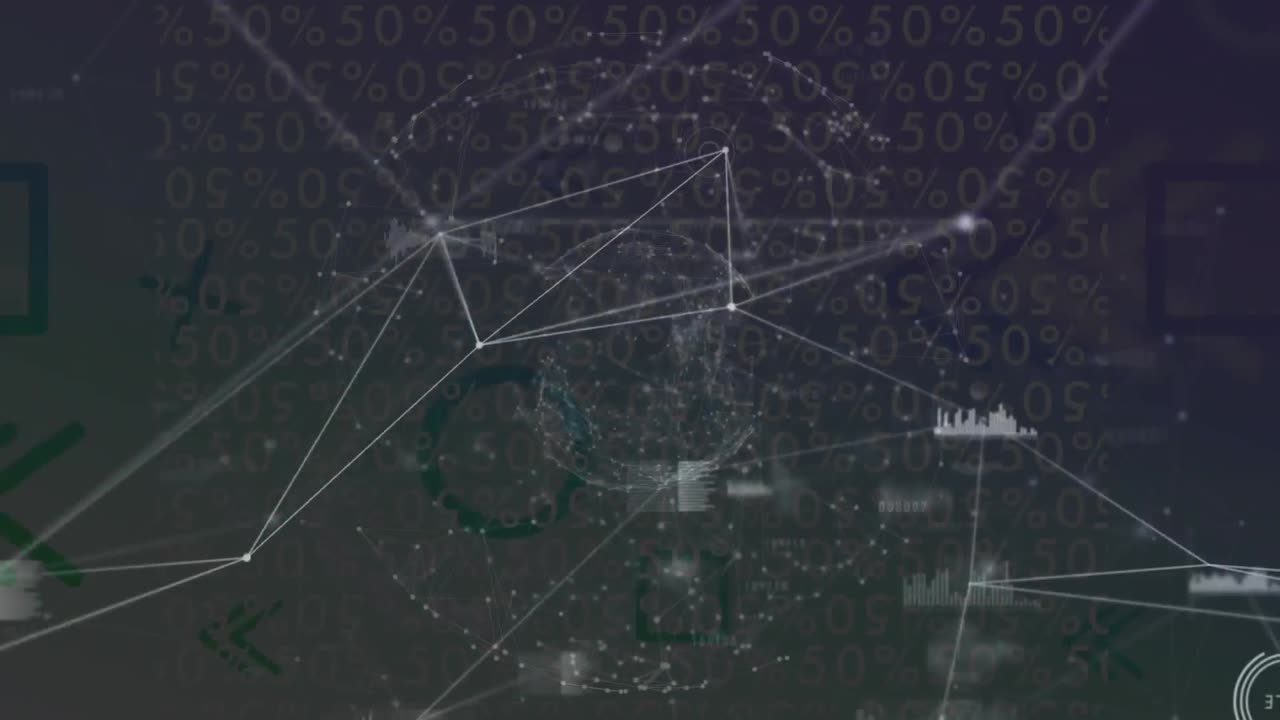animación del procesamiento de datos y la red de conexiones