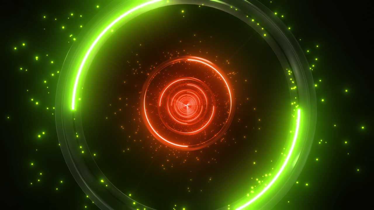 Abstract Glowing Circle with Rings and Spirals
